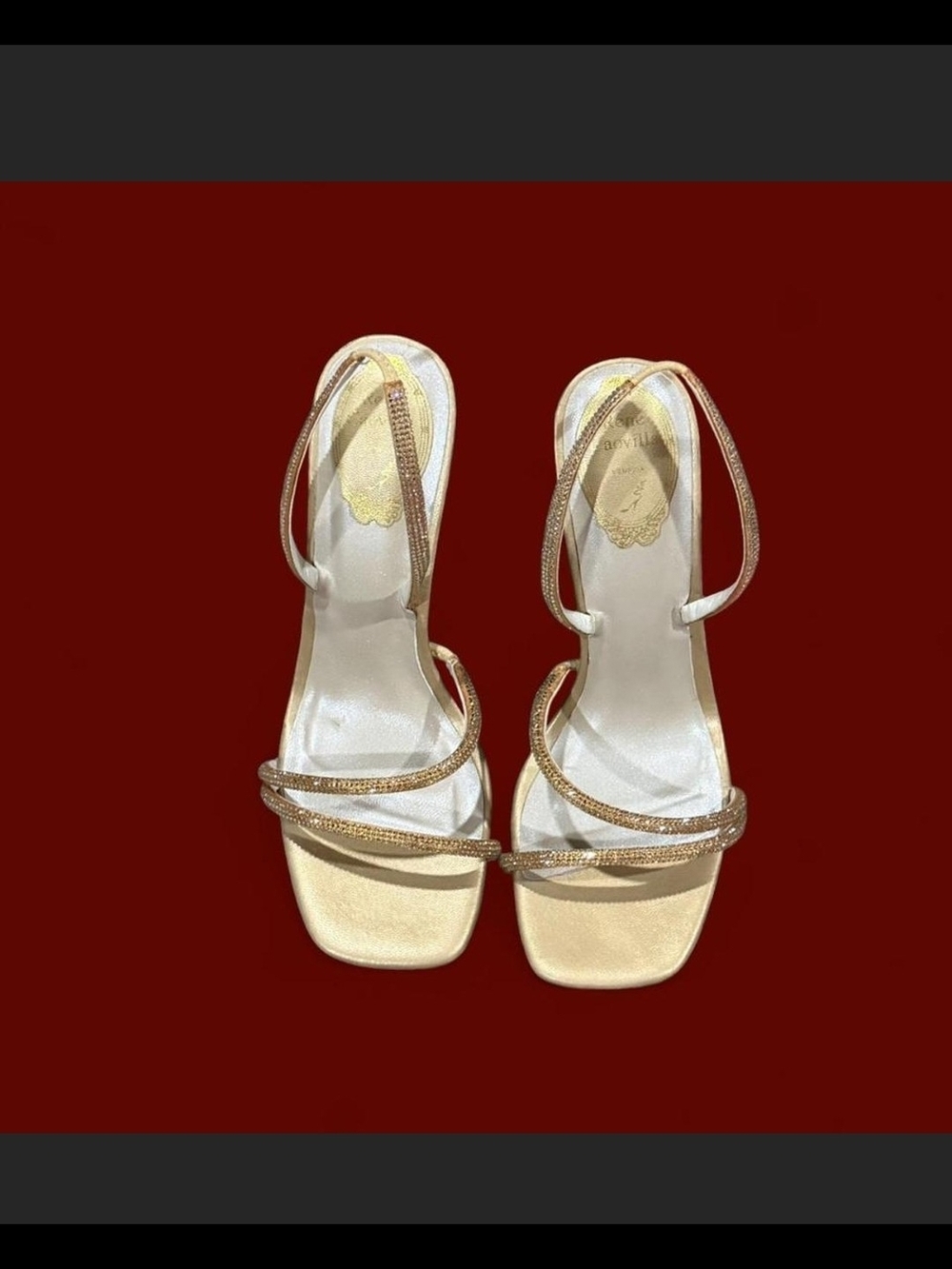 Rene Caovilla Metallic Gold Strappy High-Heel Sandals